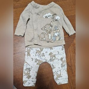 0-3 Months Disney Bambi And Thumper " Welcome Little One " 2 Piece Set